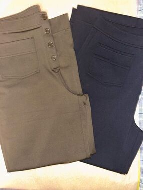 Halara Wide Leg Dress Pants Bundle (2) Black & Olive Green L Petite Stretch